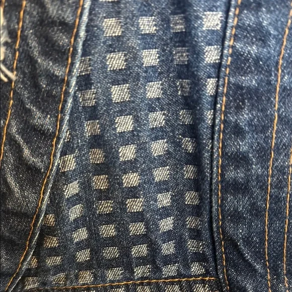 Vintage Simply Barbara of Colorado Frayed Denim Vest with Checkered Pattern - Picture 5 of 10
